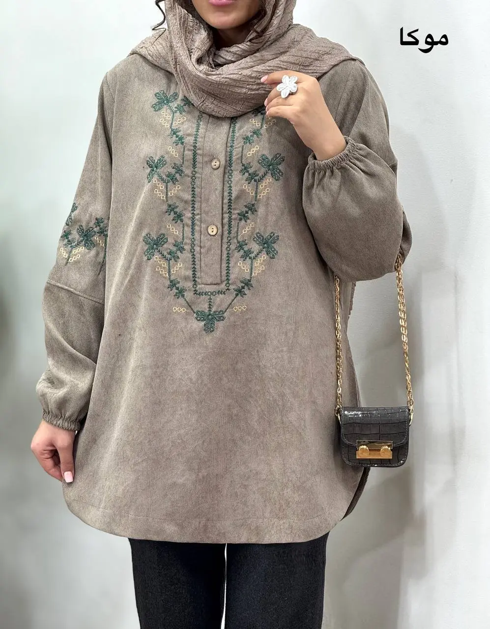 مانتو پاییزه گلدوزی گلبرگ